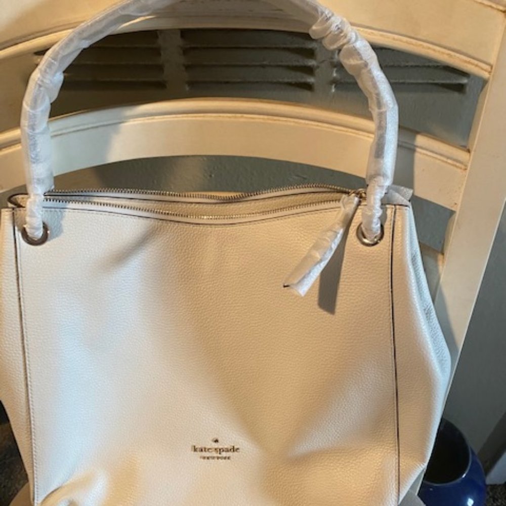 New w tags Kate Spade NY Jackson Kat Lg Shoulder Tote Hobo, tan pebbled leather